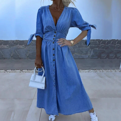 Mara | Denim maxi jurk