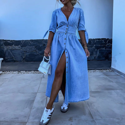 Mara | Denim maxi jurk