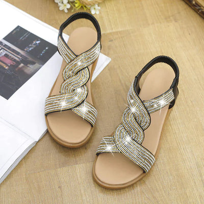 Adelle | Strass sandalen met sleehak